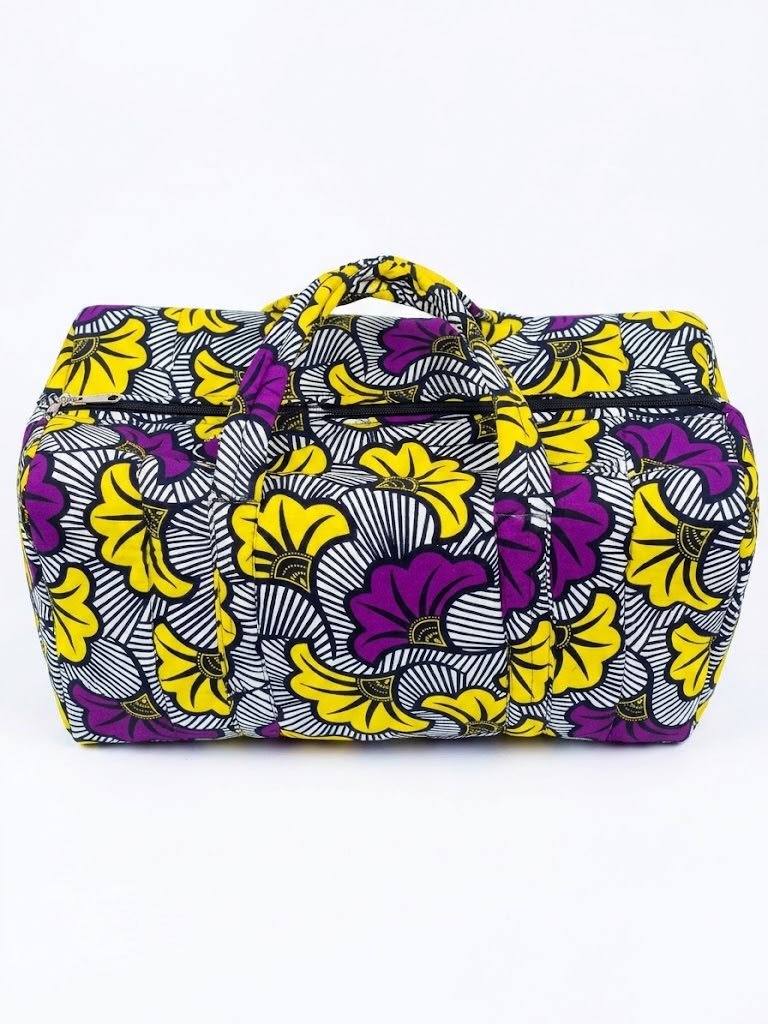 Sac artisanal en tissu wax et chiffon