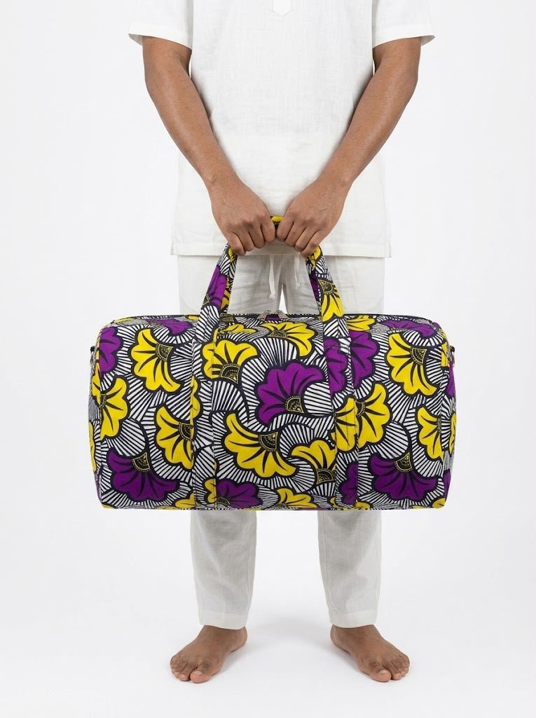 Sac artisanal en tissu wax et chiffon