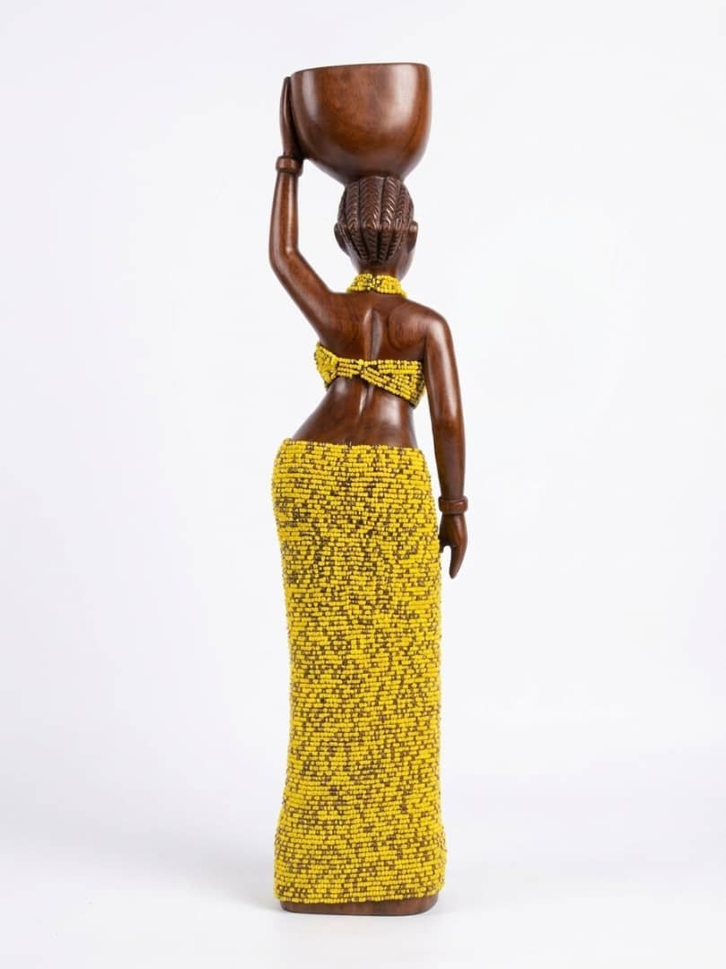 Statuette de femme africaine  Porteuse de calebasse