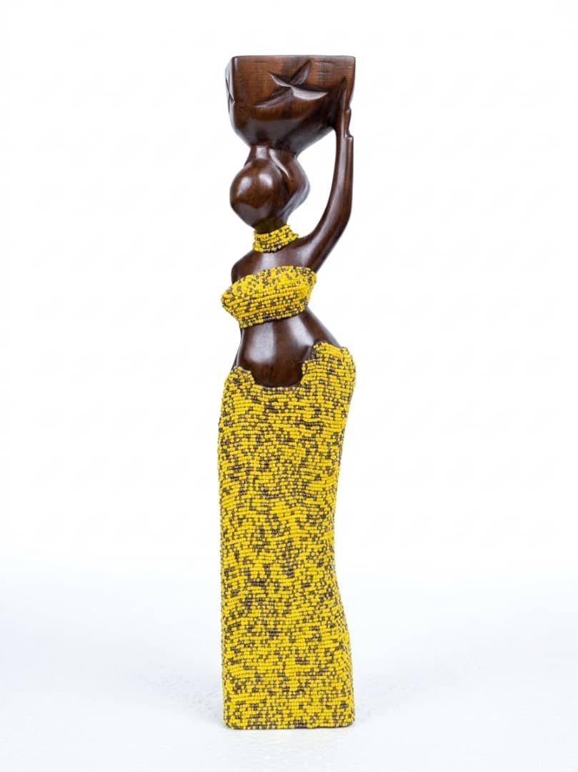 Statuette de femme africaine  Porteuse de calebasse
